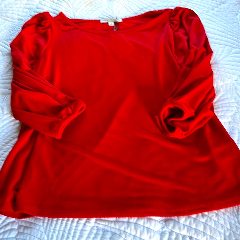 Red knit blouse